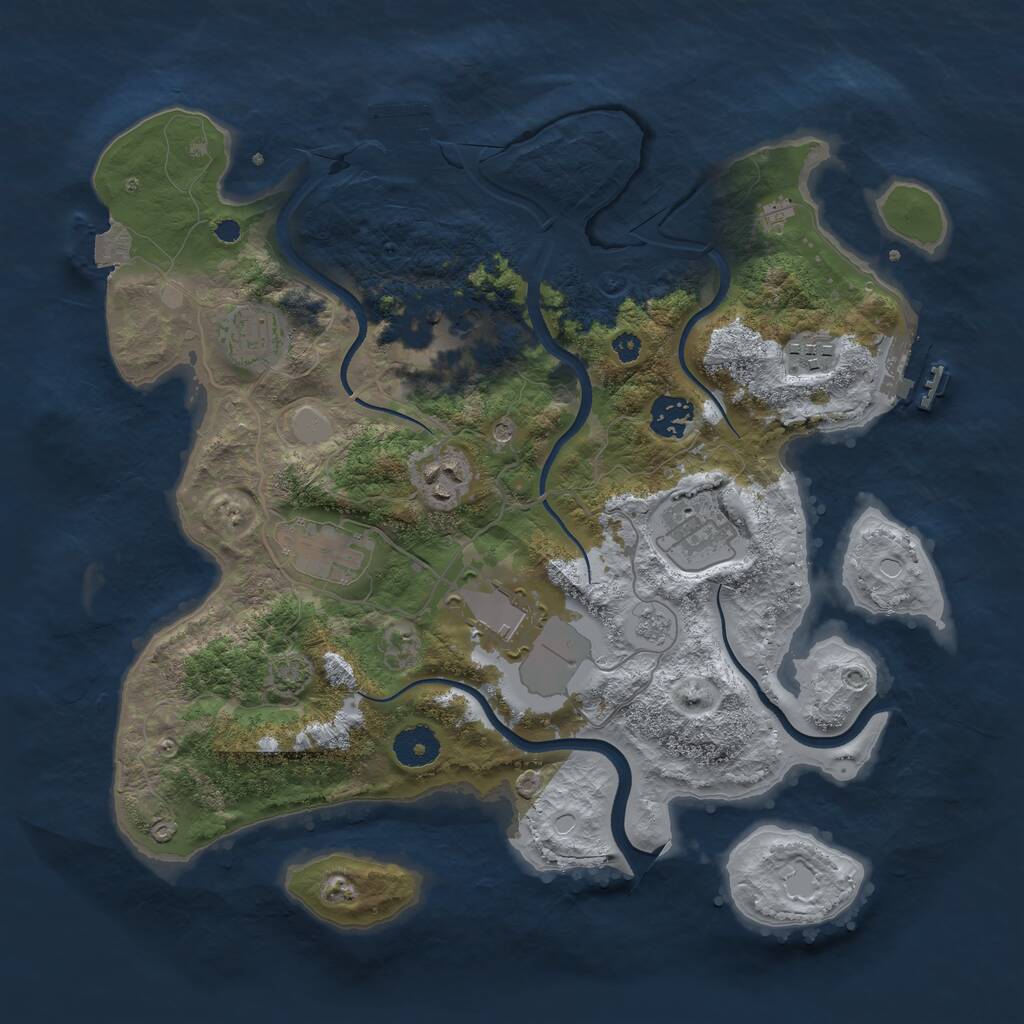 Rust Map: Procedural Map, Size: 3550, Seed: 714601, 14 Monuments