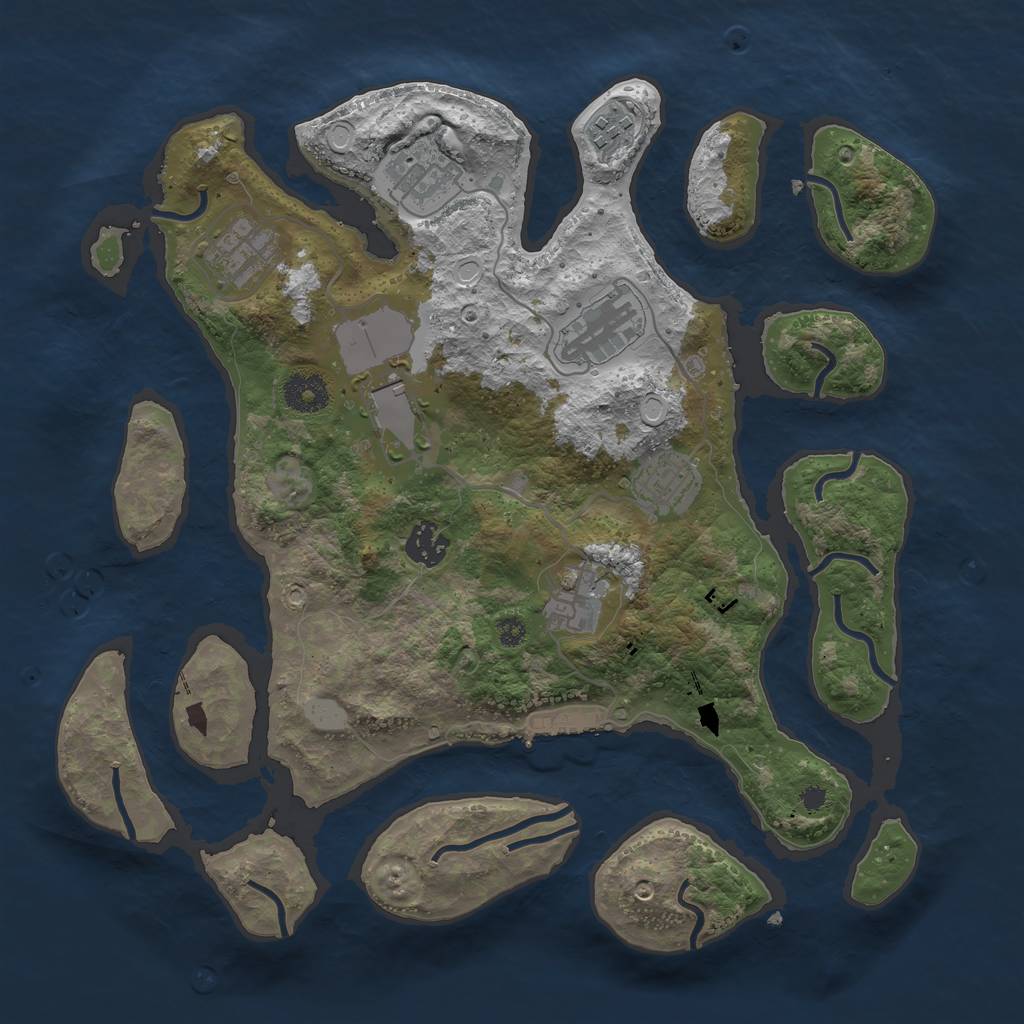 Rust Map: Procedural Map, Size: 3550, Seed: 893355, 14 Monuments