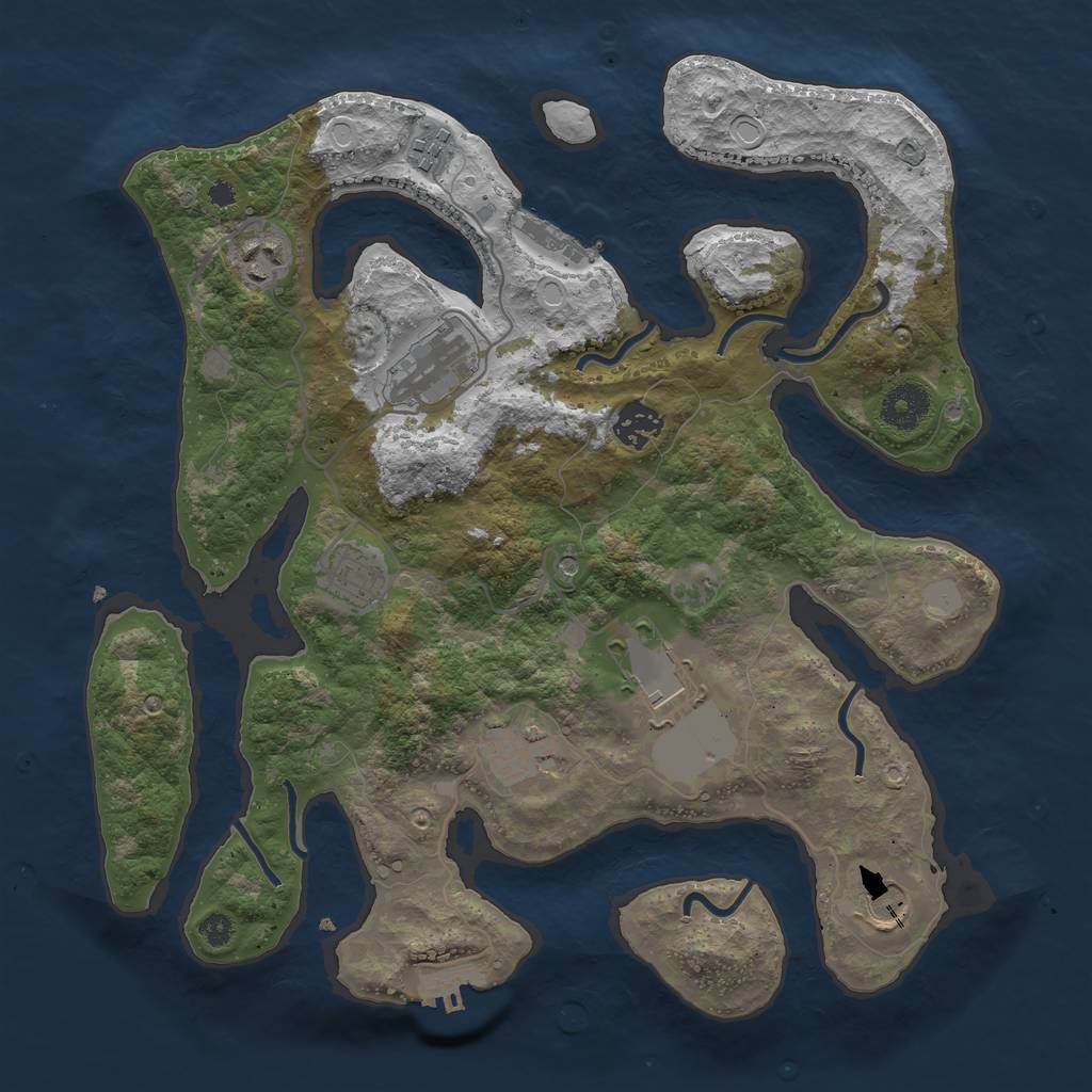 Rust Map: Procedural Map, Size: 3500, Seed: 432974, 16 Monuments