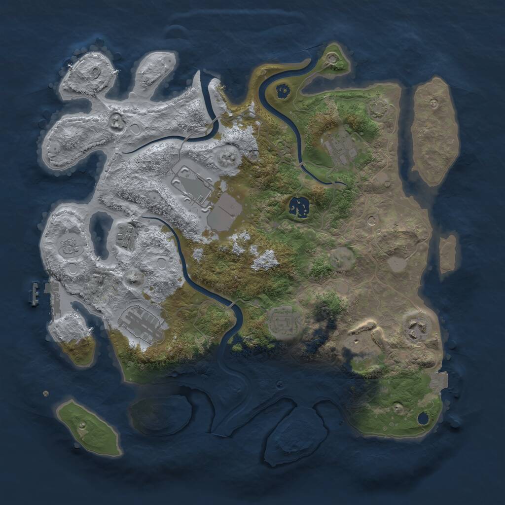 Rust Map: Procedural Map, Size: 3550, Seed: 370890, 13 Monuments