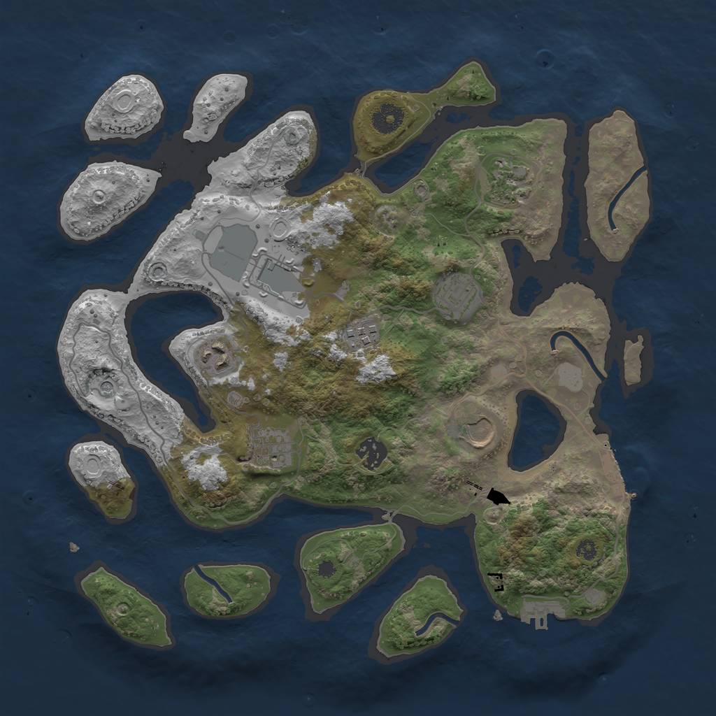 Rust Map: Procedural Map, Size: 3550, Seed: 370890, 16 Monuments