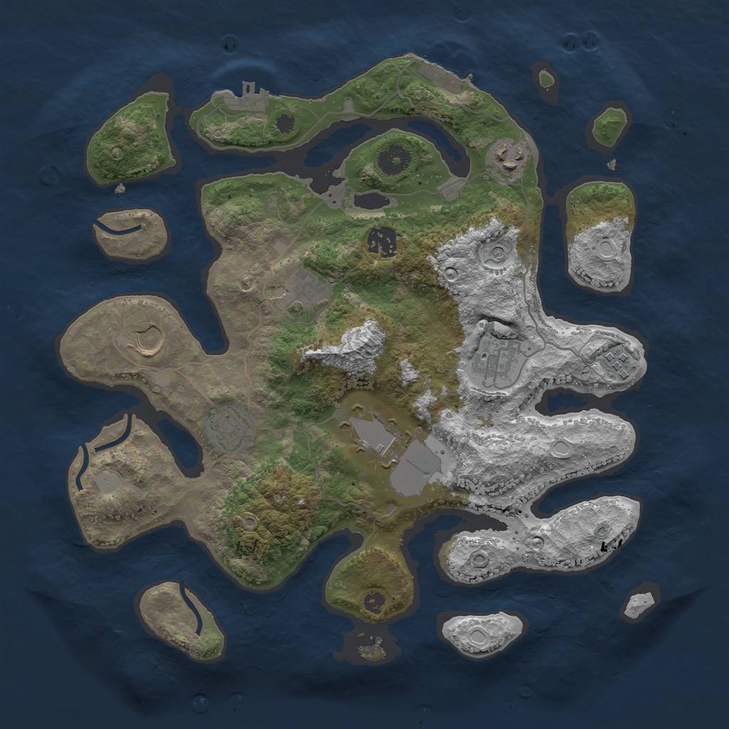 Rust Map: Procedural Map, Size: 3550, Seed: 43731, 16 Monuments