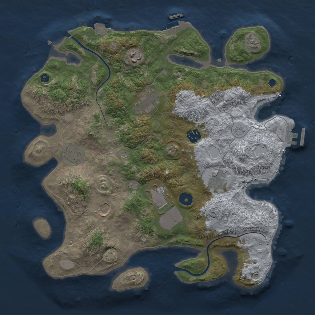 Rust Map: Procedural Map, Size: 3550, Seed: 488050, 14 Monuments