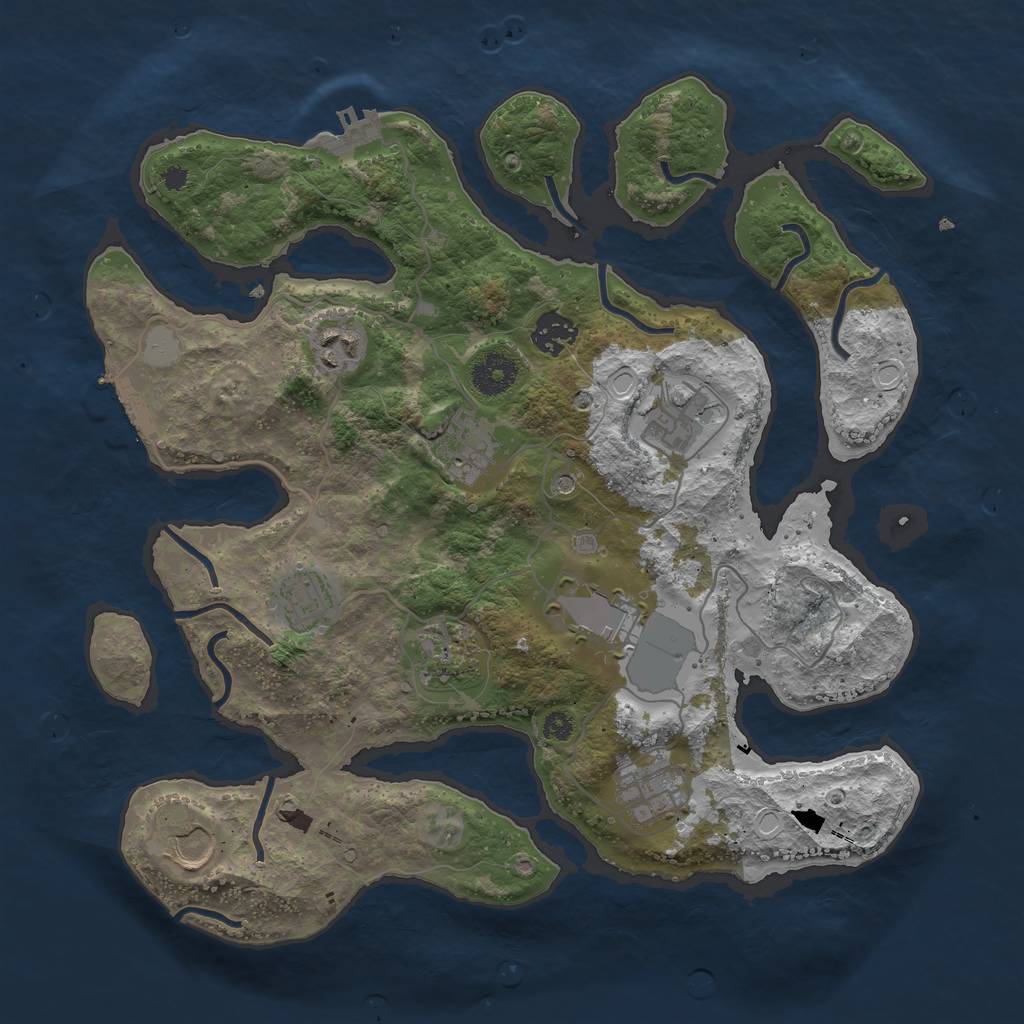 Rust Map: Procedural Map, Size: 3550, Seed: 781327, 17 Monuments
