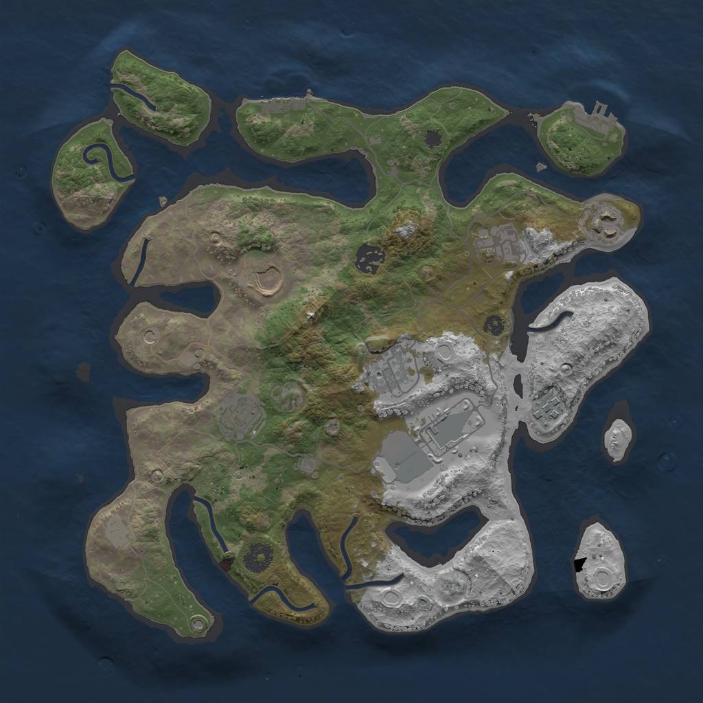 Rust Map: Procedural Map, Size: 3550, Seed: 259745, 16 Monuments