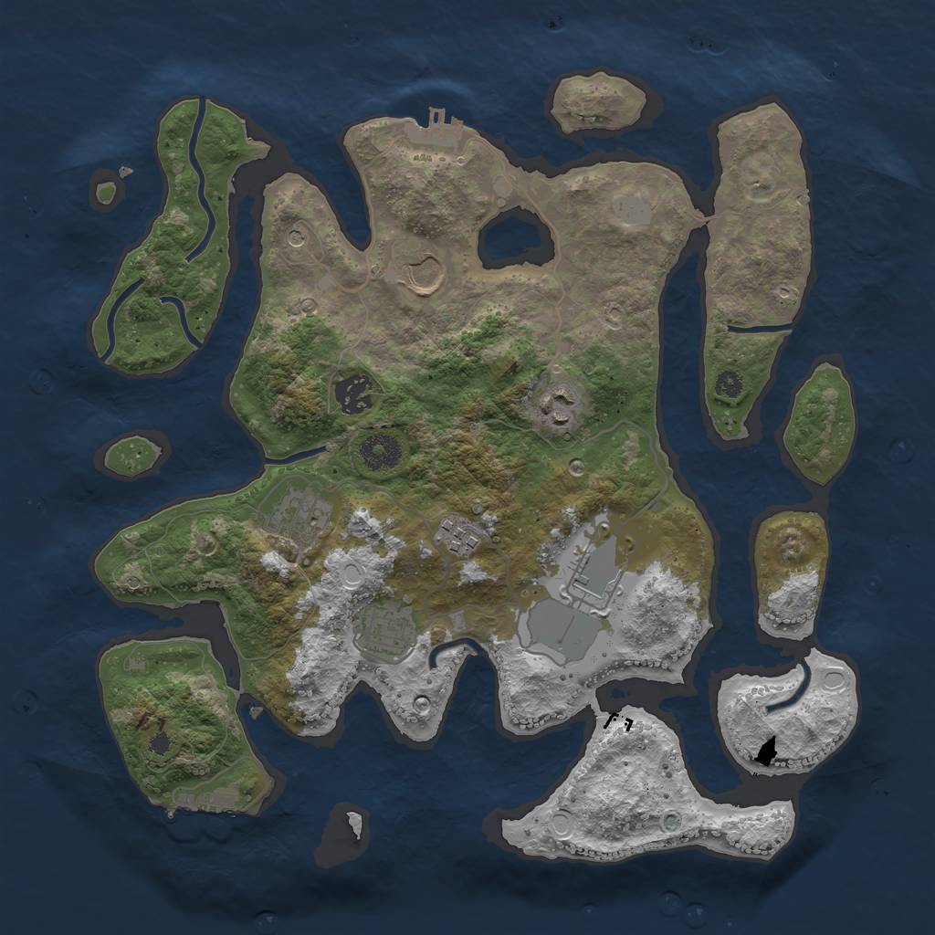 Rust Map: Procedural Map, Size: 3550, Seed: 379873, 15 Monuments