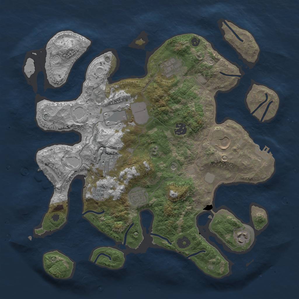 Rust Map: Procedural Map, Size: 3550, Seed: 290647, 16 Monuments