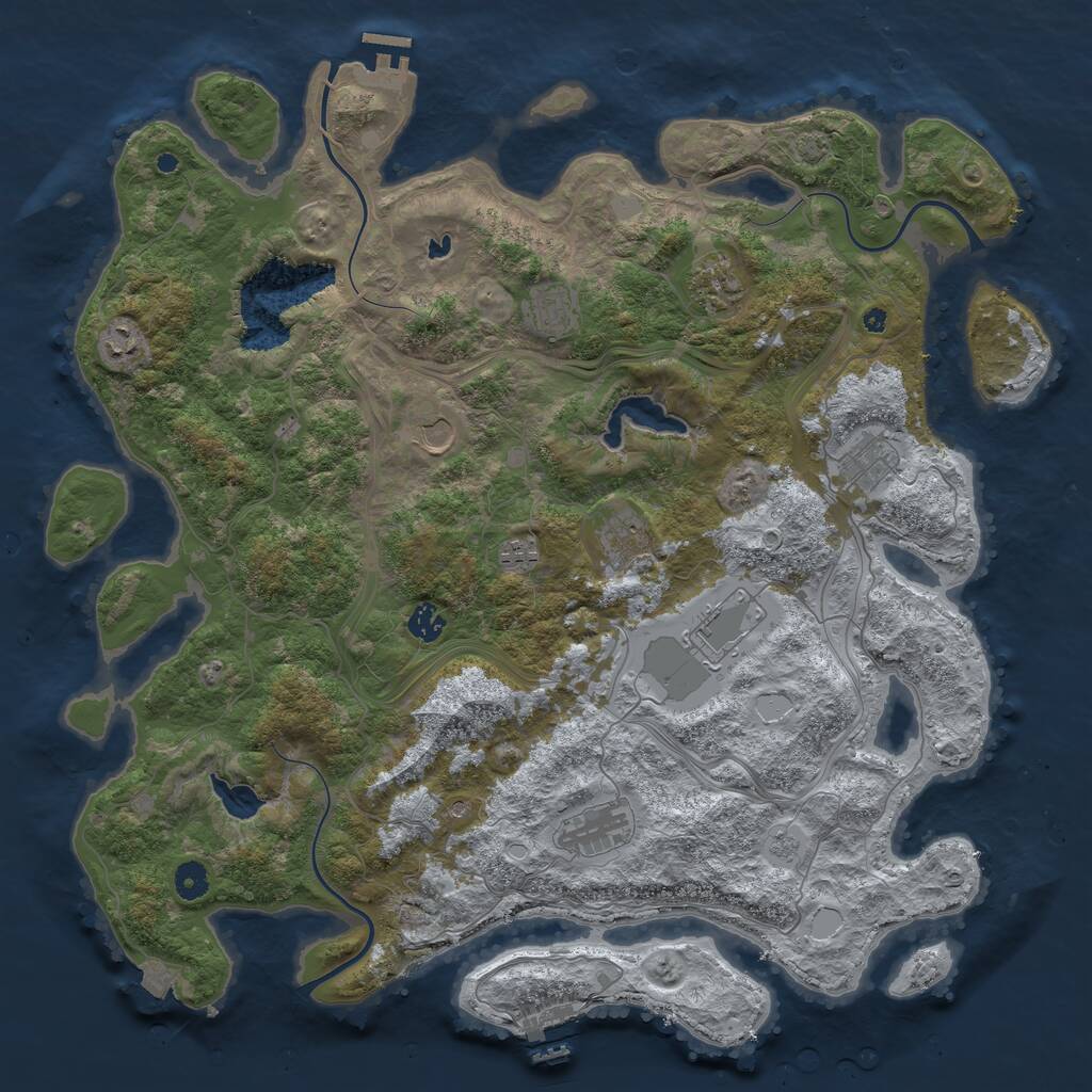 Rust Map: Procedural Map, Size: 4500, Seed: 2512, 16 Monuments