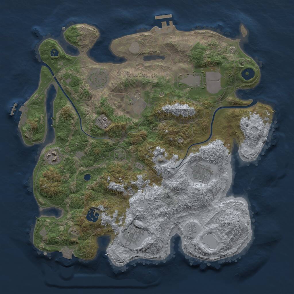 Rust Map: Procedural Map, Size: 3550, Seed: 377912, 14 Monuments