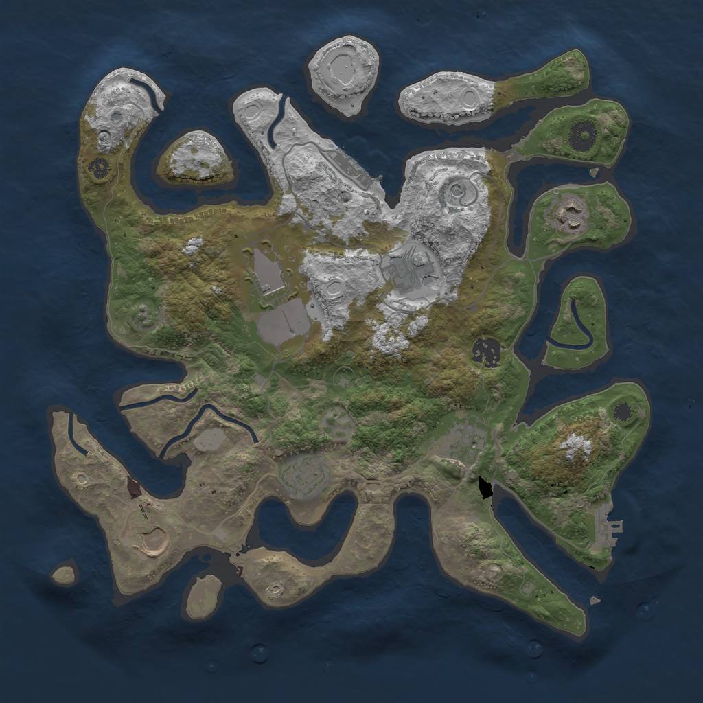 Rust Map: Procedural Map, Size: 3550, Seed: 593539, 15 Monuments