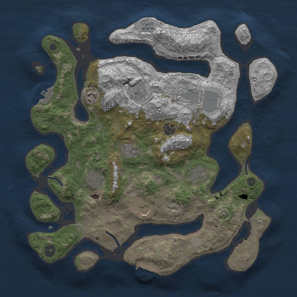 Rust Map: Procedural Map, Size: 3800, Seed: 13825, 17 Monuments