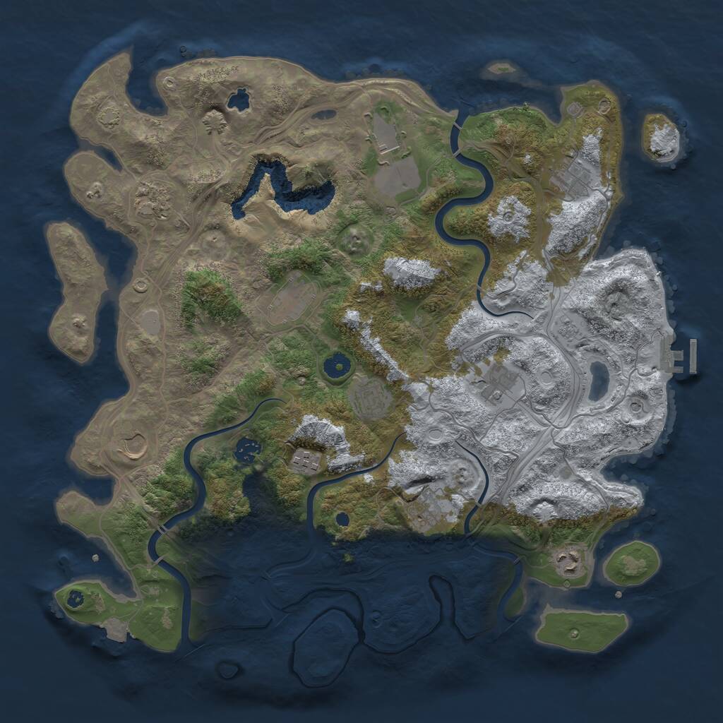 Rust Map: Procedural Map, Size: 4250, Seed: 1222520214, 16 Monuments