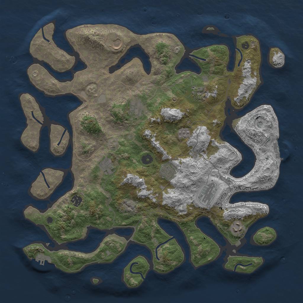 Rust Map: Procedural Map, Size: 4250, Seed: 1222520214, 17 Monuments