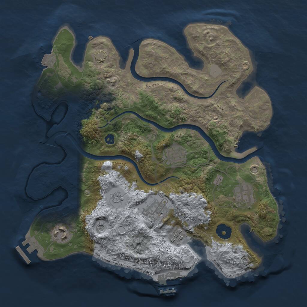 Rust Map: Procedural Map, Size: 3000, Seed: 74836, 11 Monuments