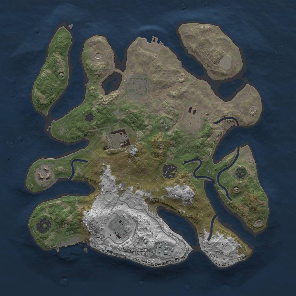 Rust Map: Procedural Map, Size: 3000, Seed: 74836, 15 Monuments