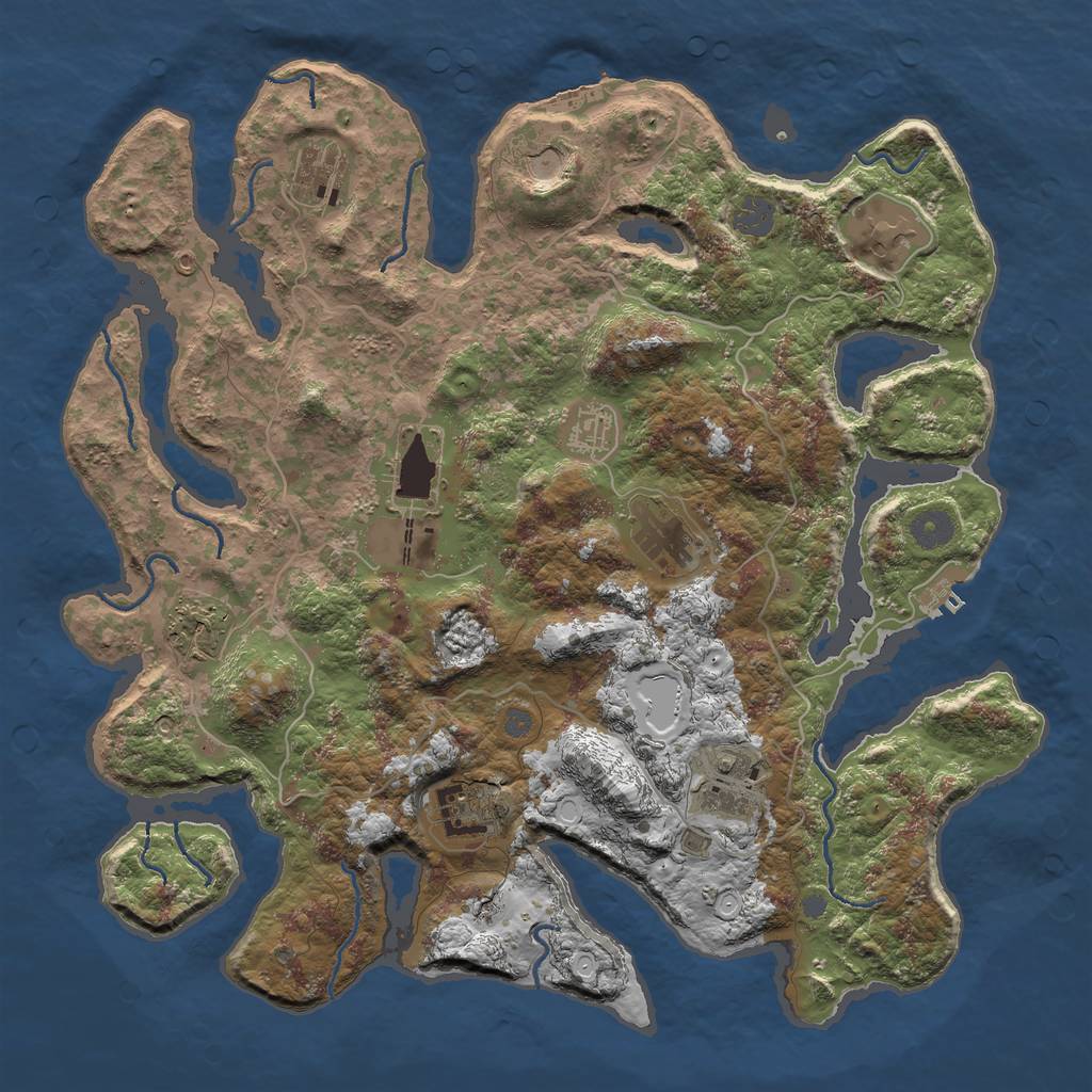 Rust Map: Procedural Map, Size: 4000, Seed: 666, 16 Monuments