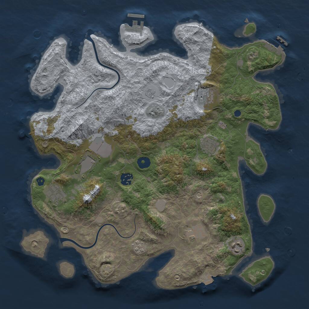 Rust Map: Procedural Map, Size: 3700, Seed: 1286537736, 14 Monuments