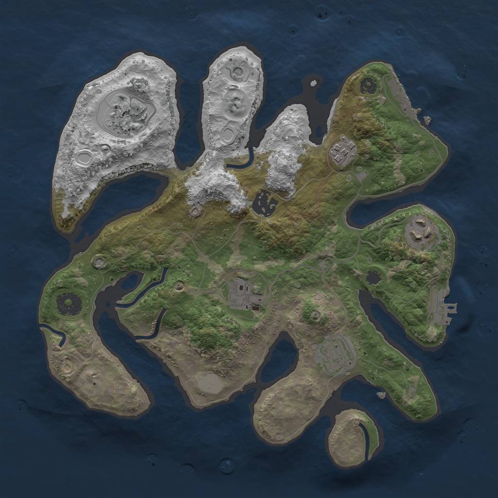 Rust Map: Procedural Map, Size: 3000, Seed: 1869130872, 14 Monuments