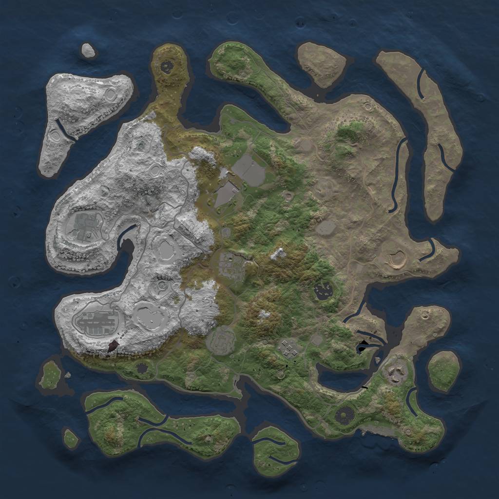 Rust Map: Procedural Map, Size: 4000, Seed: 1163243261, 16 Monuments