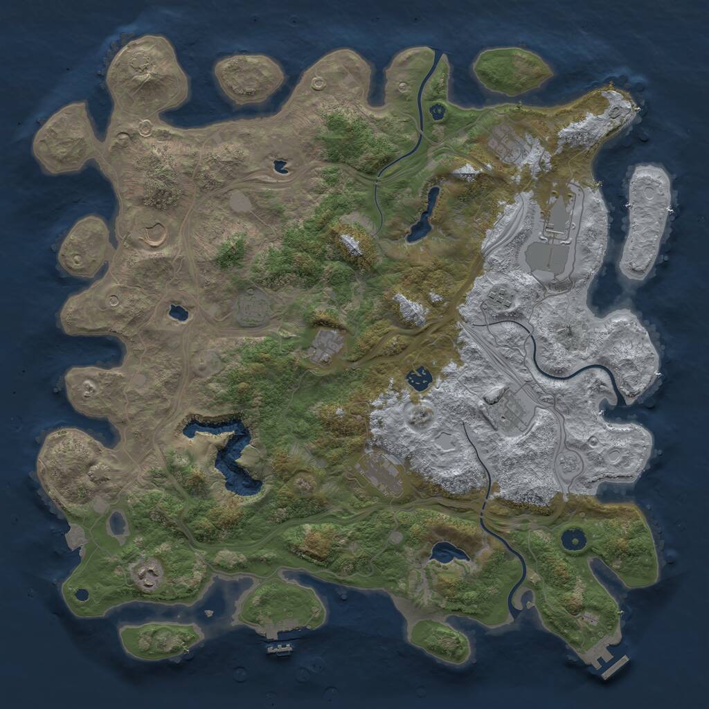 Rust Map: Procedural Map, Size: 4500, Seed: 696969, 16 Monuments