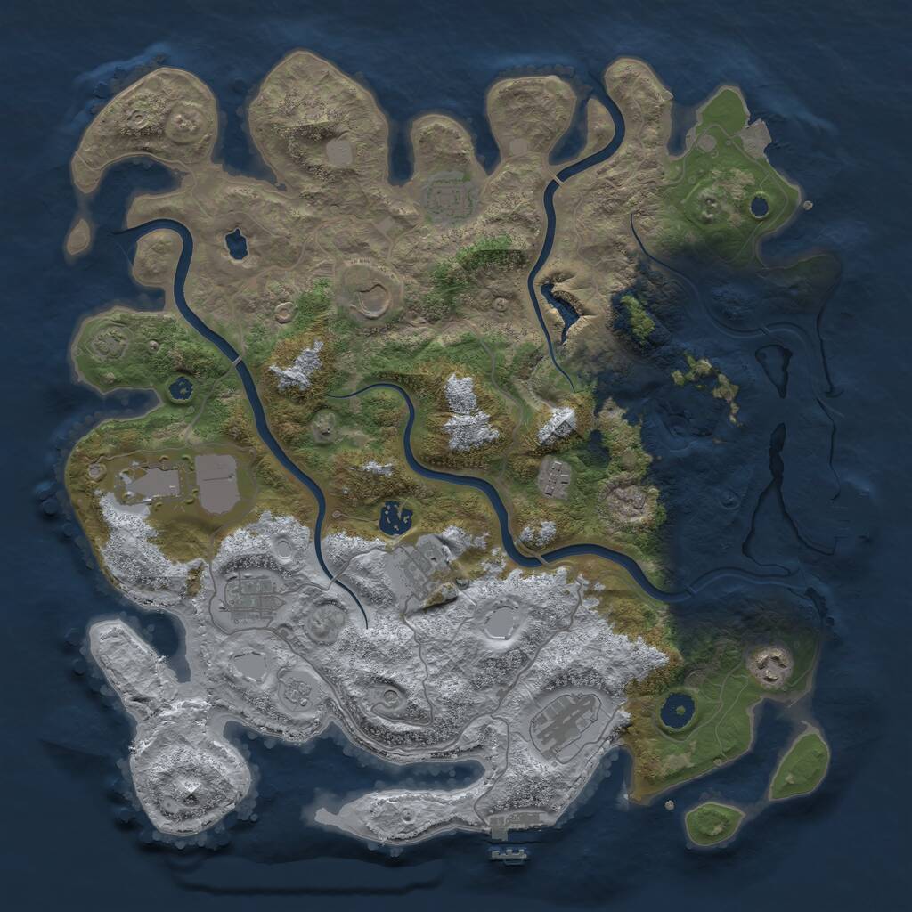 Rust Map: Procedural Map, Size: 4000, Seed: 623307, 15 Monuments