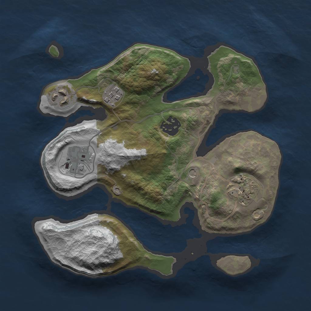 Rust Map: Barren, Size: 2500, Seed: 1926762, 8 Monuments