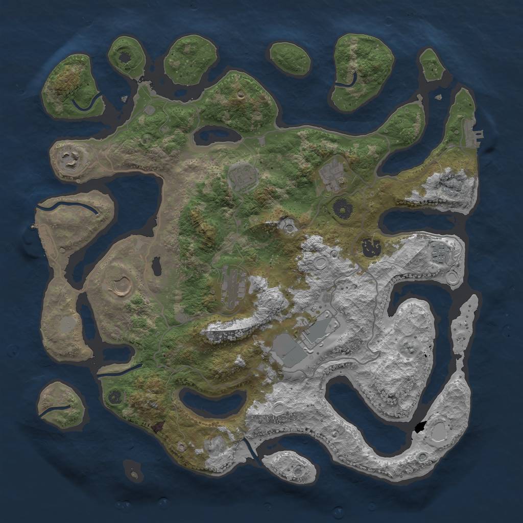 Rust Map: Procedural Map, Size: 4000, Seed: 242872, 16 Monuments