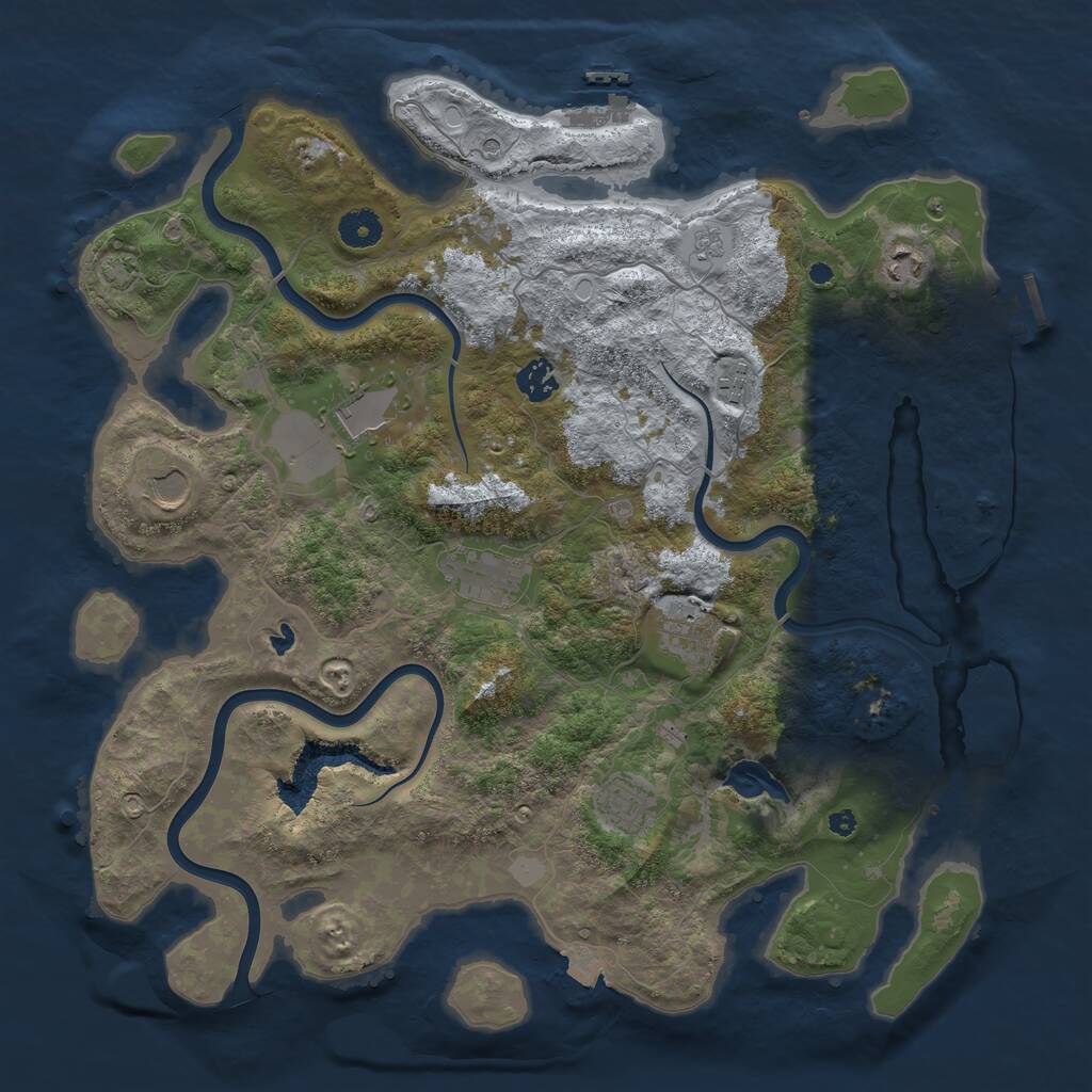Rust Map: Procedural Map, Size: 4000, Seed: 665785, 14 Monuments