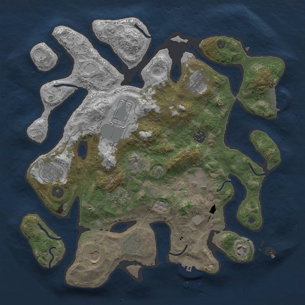Rust Map: Procedural Map, Size: 3750, Seed: 737940421, 18 Monuments