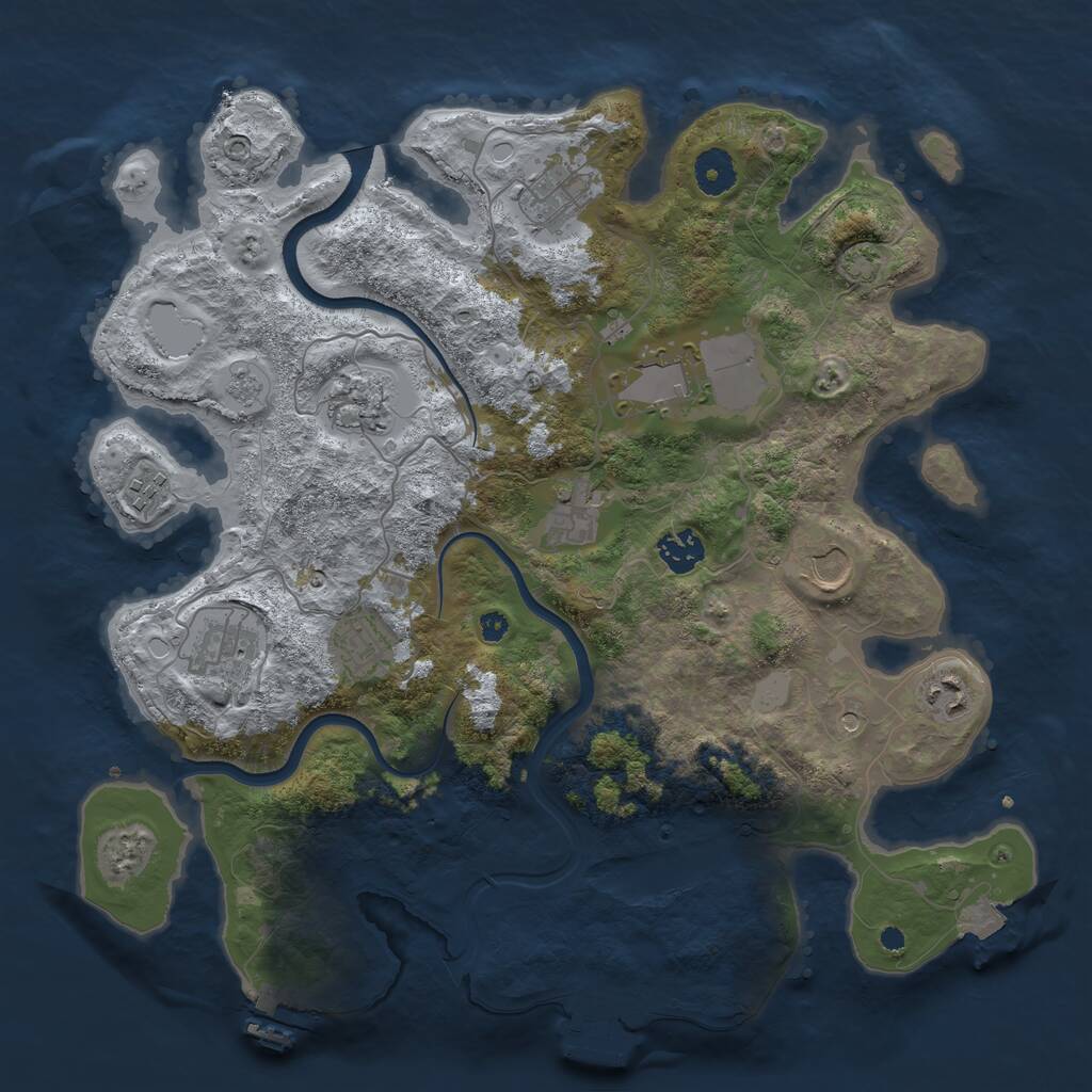 Rust Map: Procedural Map, Size: 3750, Seed: 328963826, 16 Monuments