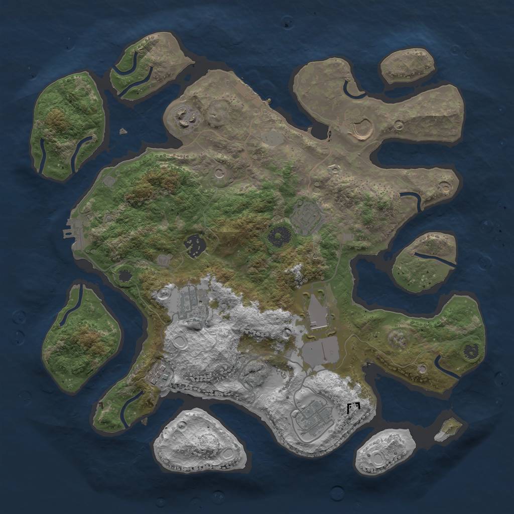 Rust Map: Procedural Map, Size: 3550, Seed: 992876, 16 Monuments