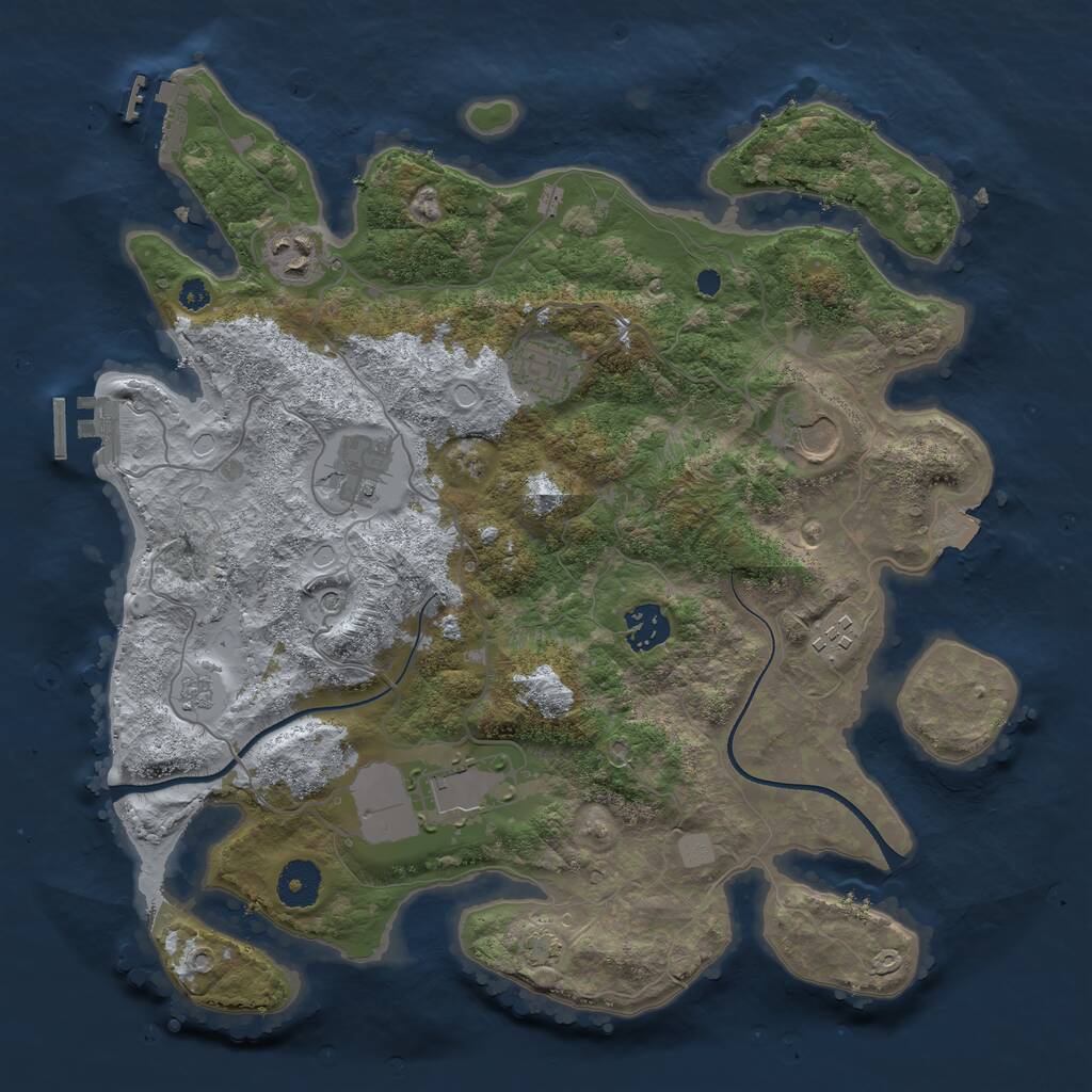 Rust Map: Procedural Map, Size: 3550, Seed: 936833, 13 Monuments