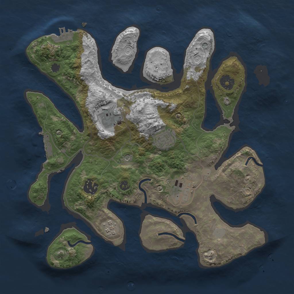 Rust Map: Procedural Map, Size: 3000, Seed: 2432688, 13 Monuments