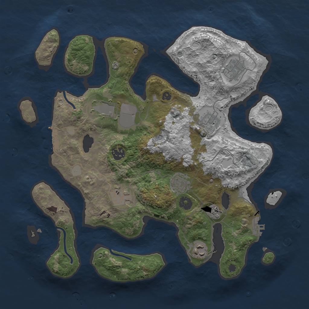 Rust Map: Procedural Map, Size: 3500, Seed: 614, 16 Monuments