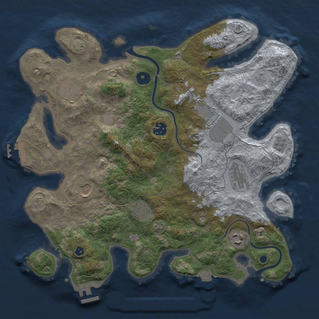 Rust Map: Procedural Map, Size: 3550, Seed: 107003, 14 Monuments