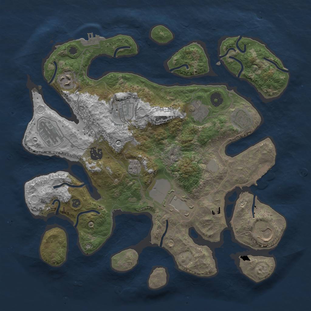 Rust Map: Procedural Map, Size: 3550, Seed: 317439, 16 Monuments