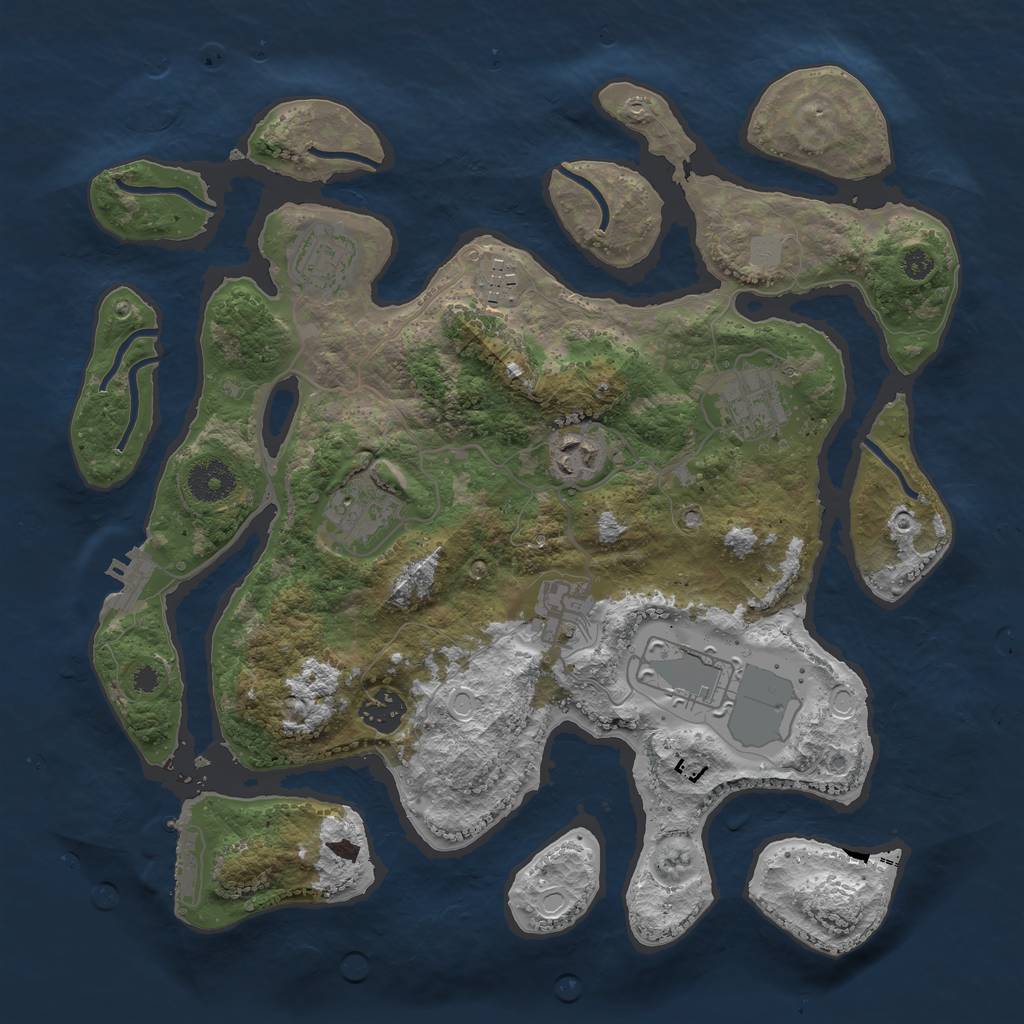 Rust Map: Procedural Map, Size: 3500, Seed: 32769, 15 Monuments