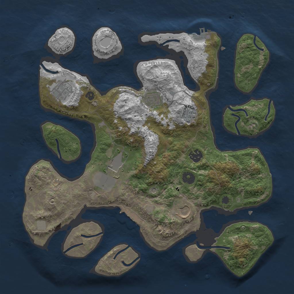 Rust Map: Procedural Map, Size: 3500, Seed: 54755837, 14 Monuments