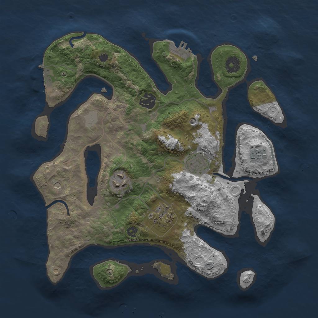 Rust Map: Procedural Map, Size: 3000, Seed: 100000000, 13 Monuments