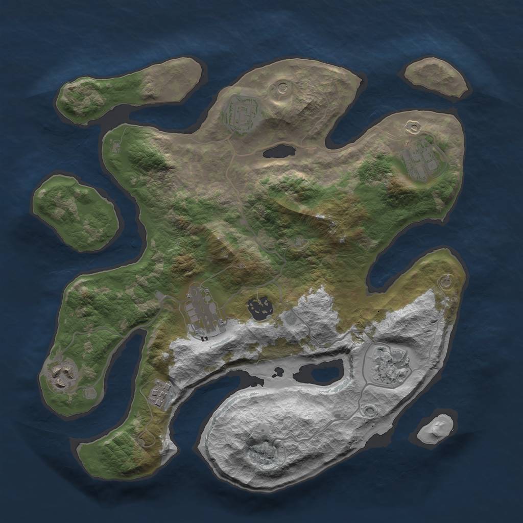 Rust Map: Barren, Size: 3200, Seed: 251221, 10 Monuments