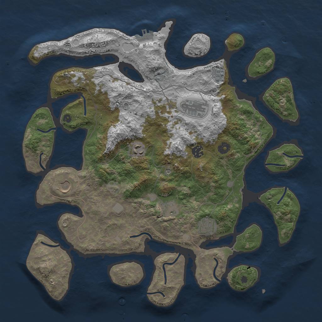 Rust Map: Procedural Map, Size: 4000, Seed: 55663322, 14 Monuments