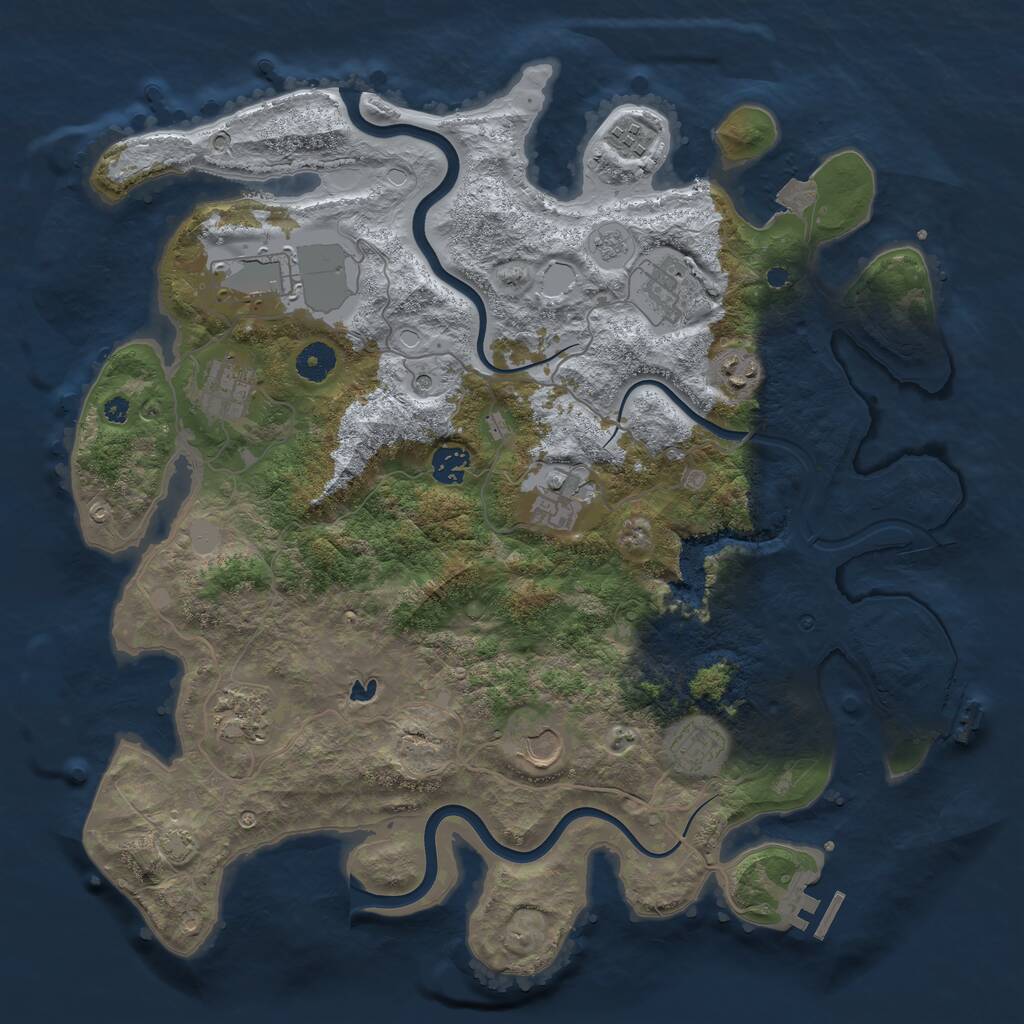 Rust Map: Procedural Map, Size: 4000, Seed: 55663322, 16 Monuments