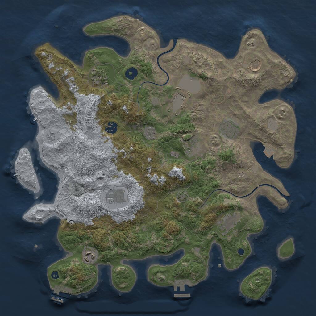 Rust Map: Procedural Map, Size: 3900, Seed: 26751368, 16 Monuments