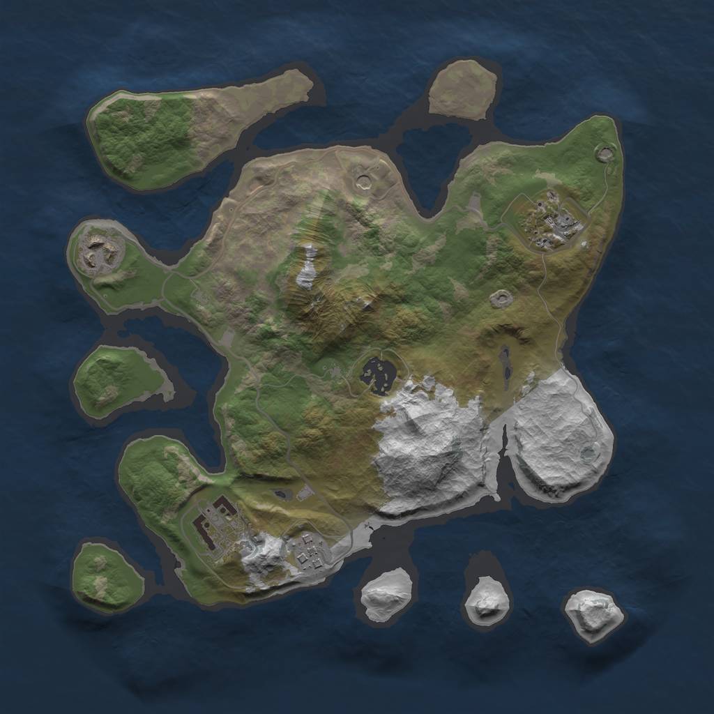 Rust Map: Barren, Size: 3000, Seed: 1689367011, 8 Monuments