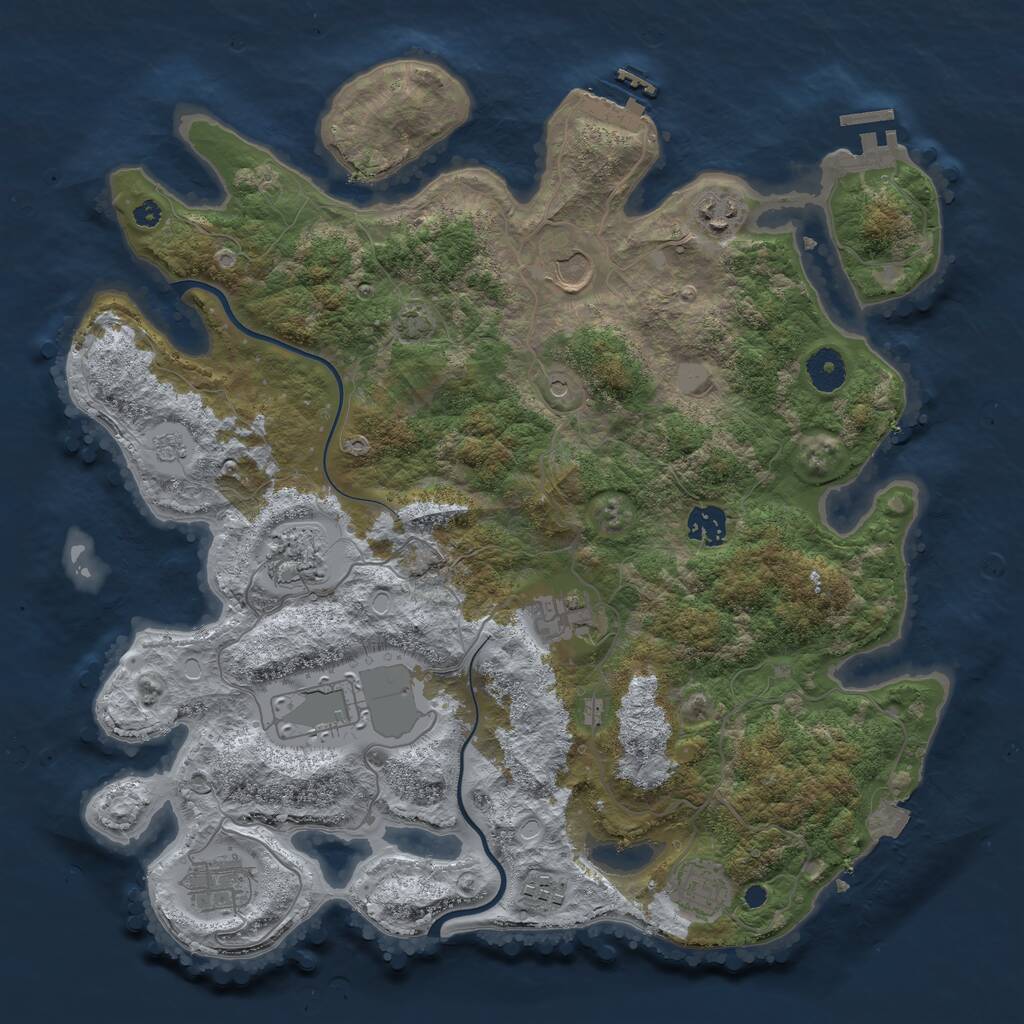 Rust Map: Procedural Map, Size: 3800, Seed: 54542121, 15 Monuments