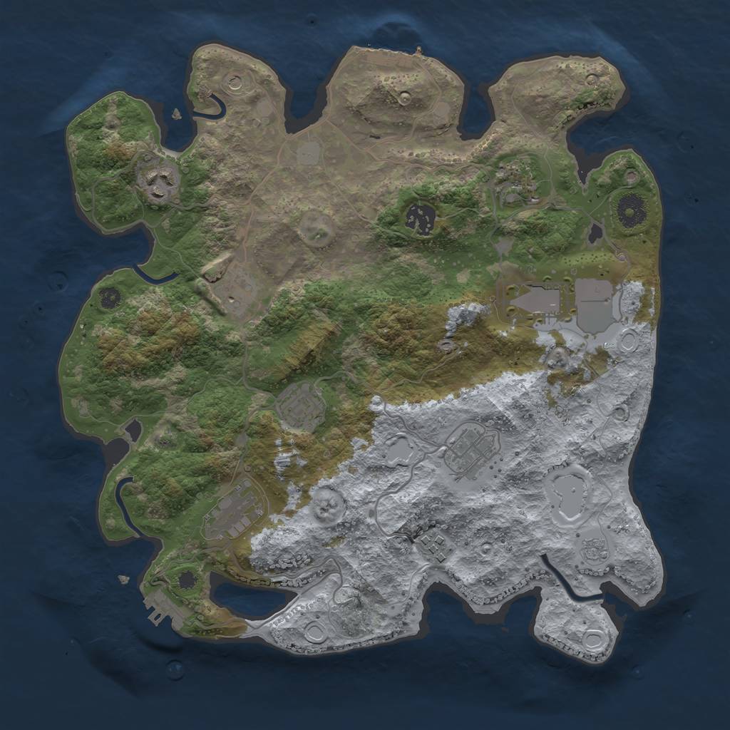 Rust Map: Procedural Map, Size: 3500, Seed: 2127448522, 16 Monuments