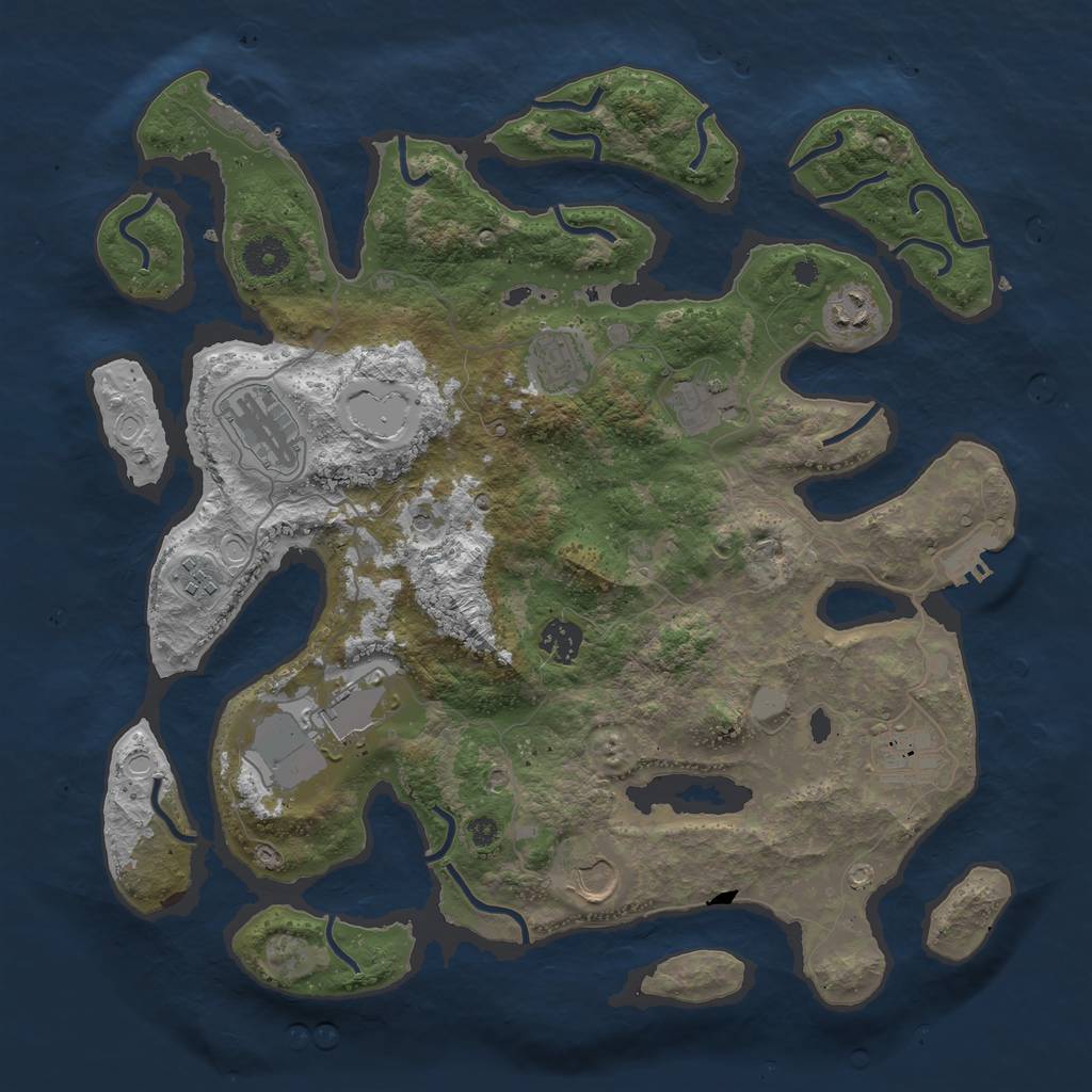 Rust Map: Procedural Map, Size: 3800, Seed: 111222333, 17 Monuments