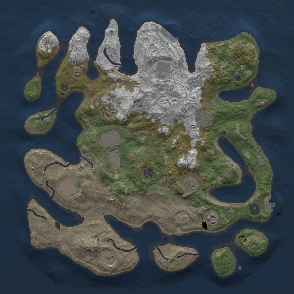 Rust Map: Procedural Map, Size: 4000, Seed: 935833, 18 Monuments