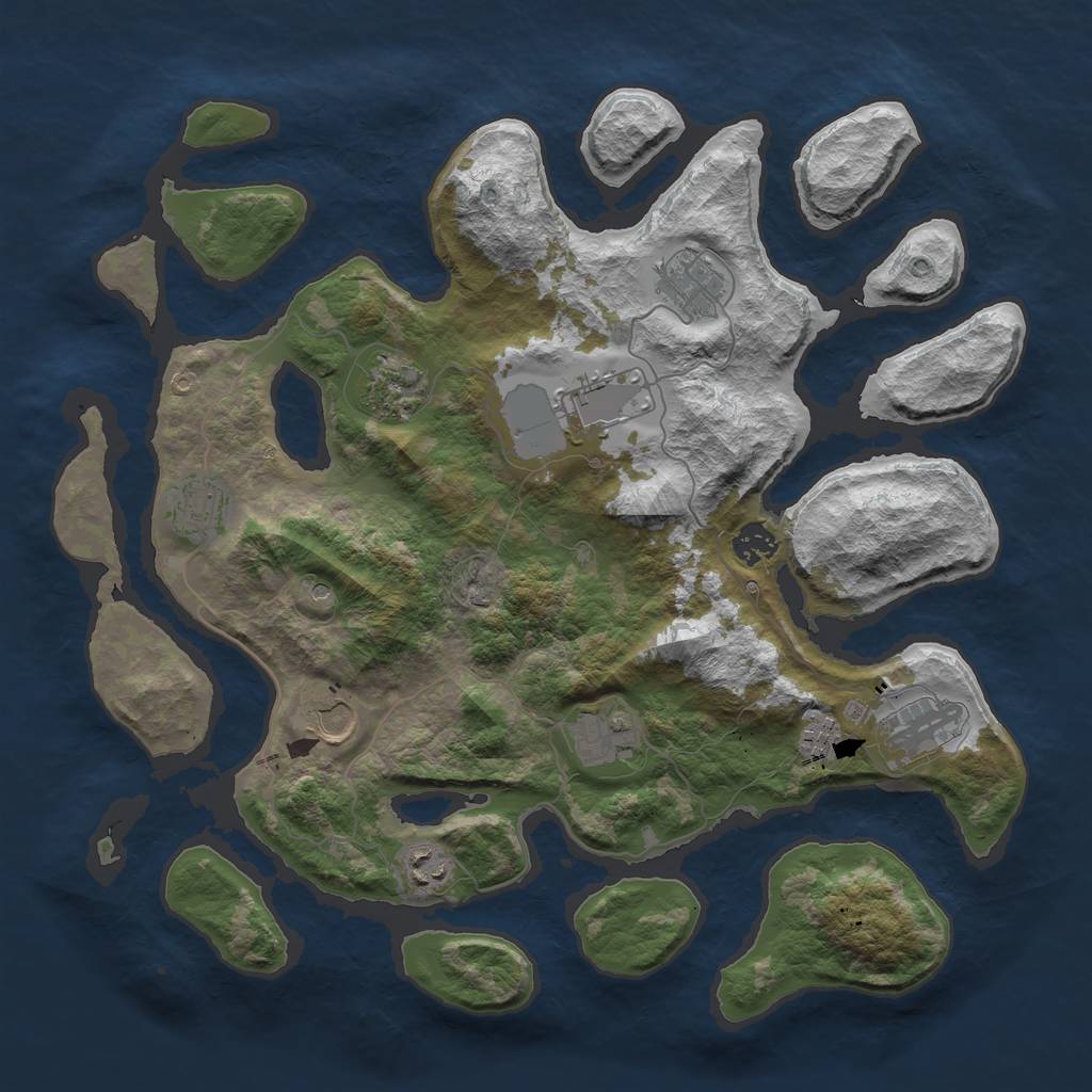 Rust Map: Barren, Size: 3900, Seed: 763434111, 13 Monuments