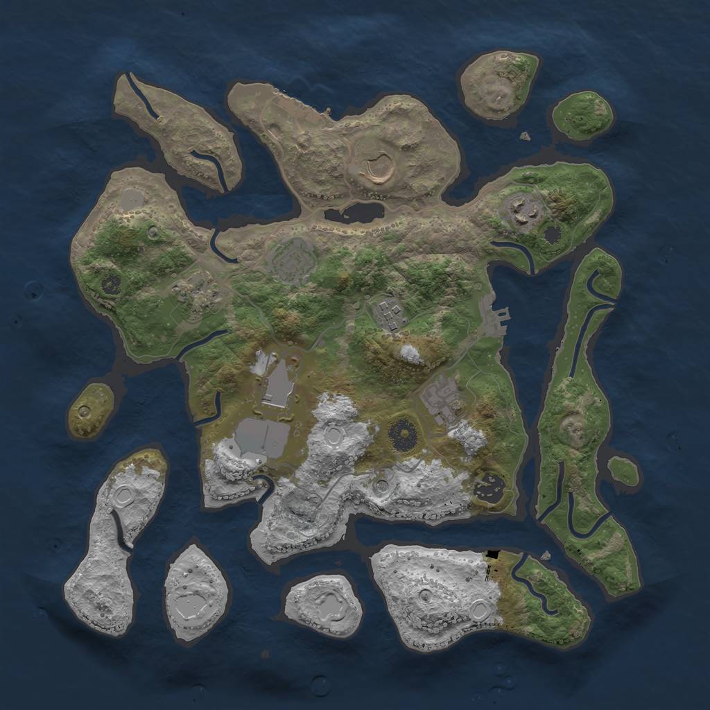 Rust Map: Procedural Map, Size: 3550, Seed: 927385, 16 Monuments